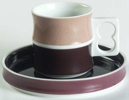 Chromatics Beige Black Flat Demitasse Cup & Saucer Set