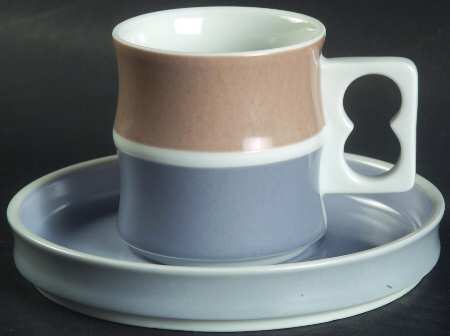 Chromatics Beige Black Flat Demitasse Cup & Saucer Set