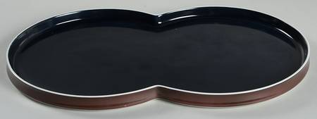 Chromatics Beige Black 15" Oval Serving Platter