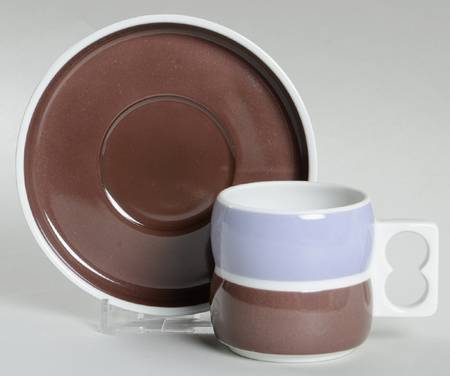 Chromatics Beige Black Flat Demitasse Cup & Saucer Set