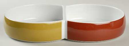 Chromatics Gold Brown 10" Oval Divided Vegetable Bowl