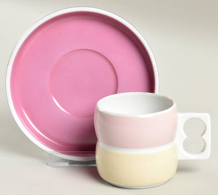 Chromatics Red Lavender Flat Demitasse Cup & Saucer Set