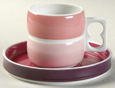 Chromatics Red Lavender Flat Demitasse Cup & Saucer Set
