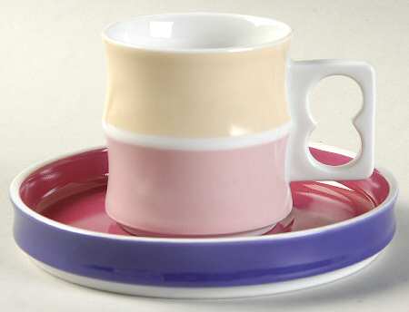Chromatics Red Lavender Flat Demitasse Cup & Saucer Set