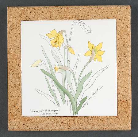Daffodil 7" Square Cork Back Trivet