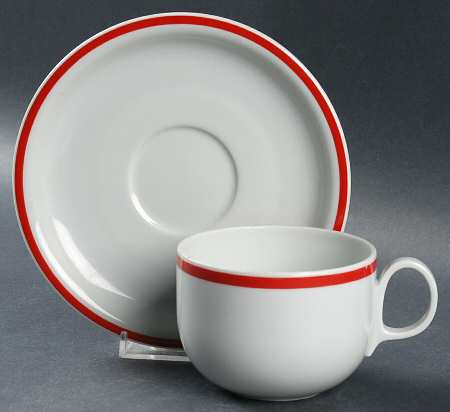 Disco Red Flat Cup & Saucer Set