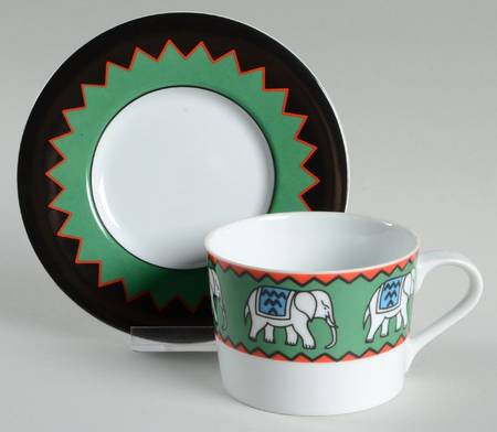 Elephant Flat Cup & Saucer Set