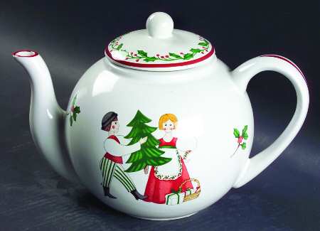 Folk Christmas Teapot & Lid