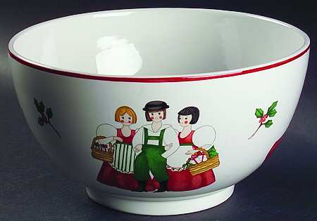 Folk Christmas 9" Salad Serving Bowl