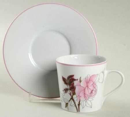 Geranium Flat Demitasse Cup & Saucer Set