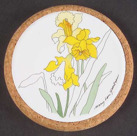 Geranium Cork Back Round Coaster