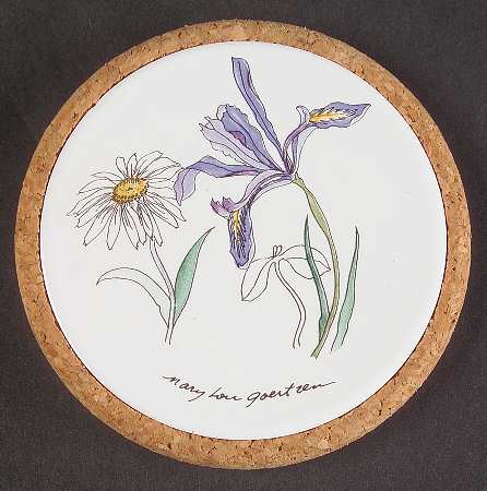 Geranium Cork Back Round Coaster