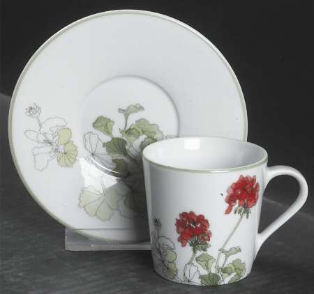 Geranium Flat Demitasse Cup & Saucer Set