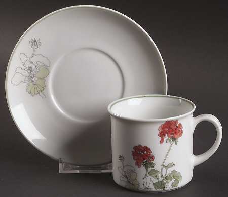 Geranium Flat Demitasse Cup & Saucer Set