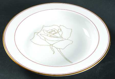 Gold Rose Rim Soup Bowl