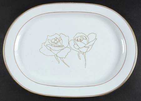 Gold Rose 15" Oval Serving Platter