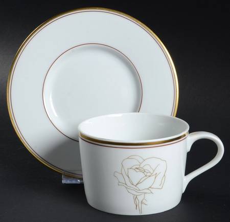 Gold Rose Flat Cup & Saucer Set