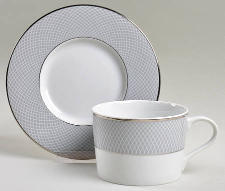 Grey Dawn Flat Cup & Saucer Set
