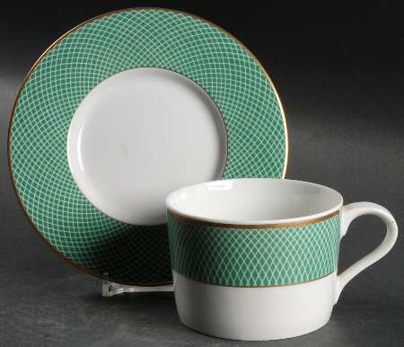 Green Fields Flat Cup & Saucer Set