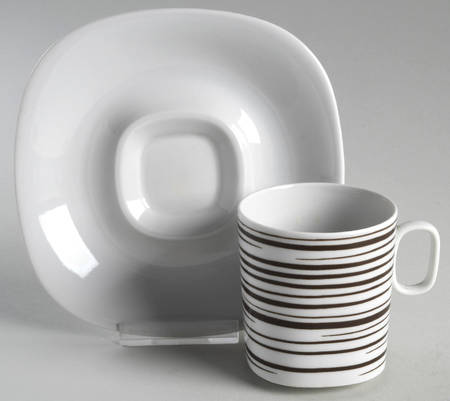 Linear Brown Flat Cup & Saucer Set