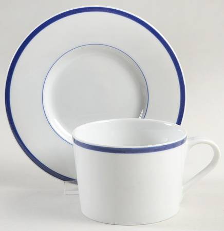 Lisboa Blue Flat Cup & Saucer Set