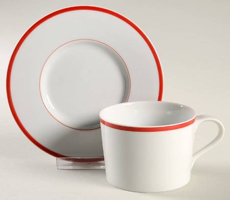 Lisboa Red Flat Cup & Saucer Set