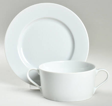 Lisboa White Flat Cream Soup Bowl & Saucer Set