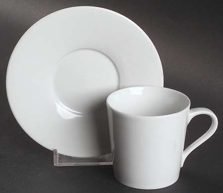 Lisboa White Flat Demitasse Cup & Saucer Set