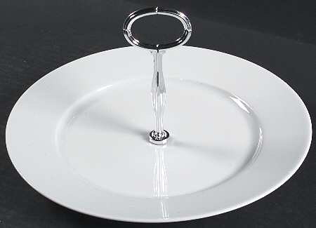 Lisboa White Round Serving Plate with Center Handle (Dp) Hc