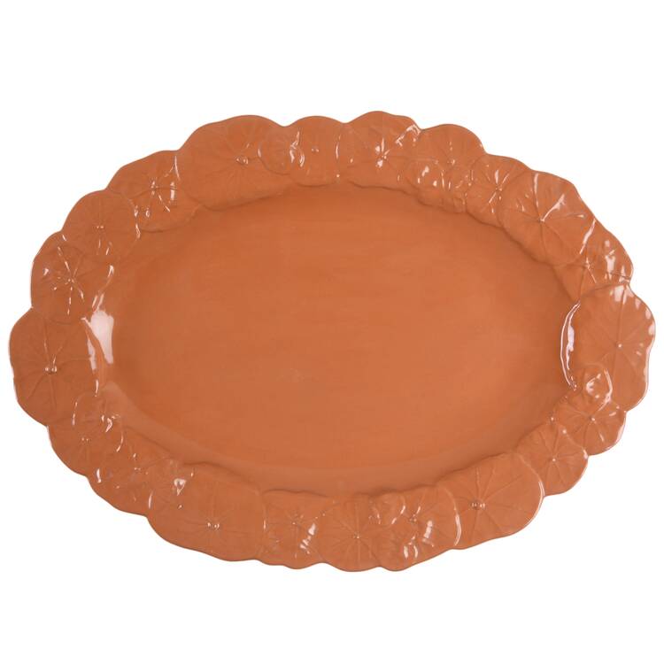 Nasturtium Terra Cotta 17" Oval Serving Platter