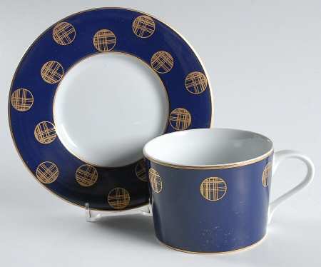 Orbit Blue Flat Cup & Saucer Set by Block