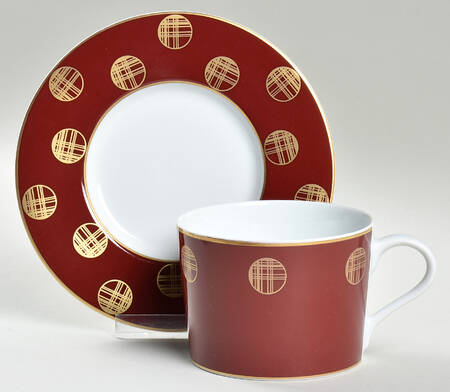 Orbit Red Flat Cup & Saucer Set by Block