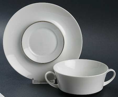 Platino Flat Cream Soup Bowl & Saucer Set