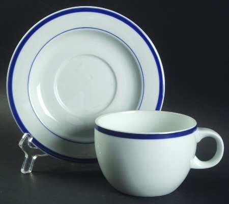 Porto Blue Flat Cup & Saucer Set