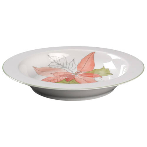 Poinsettia Rim Soup Bowl