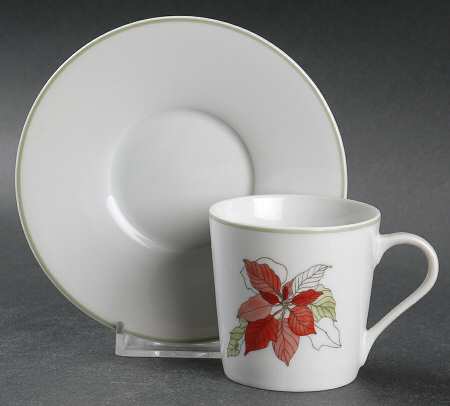 Poinsettia Flat Demitasse Cup & Saucer Set