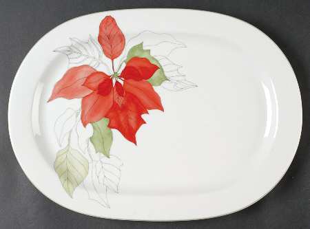 Poinsettia 15" Oval Serving Platter
