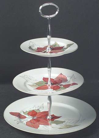 Poinsettia 13 7/8"-14 1/4" 3-Tiered Serving Tray(DP,SP,BB) HC