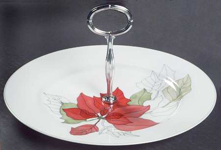 Poinsettia Round Serving Plate with Center Handle (Dp) Hc
