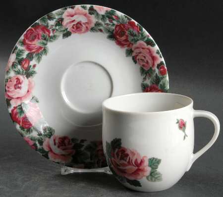 Rose Garden Flat Cup & Saucer Set