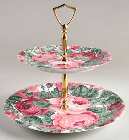 Rose Garden 2 Tiered Serving Tray (Dinner & Salad Plate)