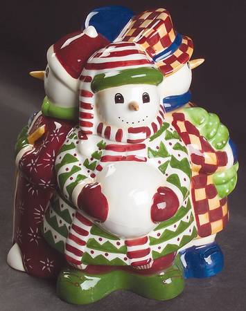 Snow People Figural Cookie Jar & Lid