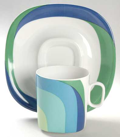 Study In Squares Flat Cup & Saucer Set