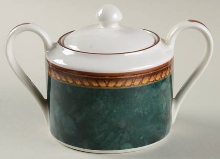 Vintage Emerald Green Sugar Bowl & Lid