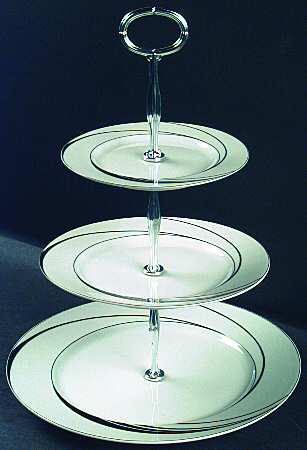 White Pearl 13 7/8"-14 1/4" 3-Tiered Serving Tray(DP,SP,BB) HC