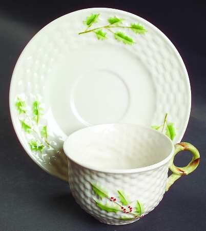 Enchanted Holly Flat Cup & Saucer Set