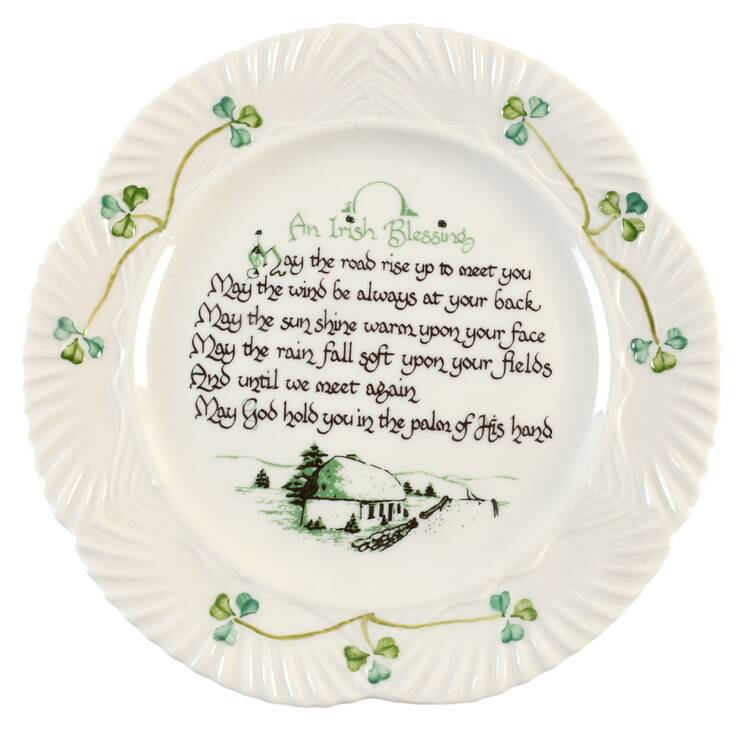 Harp Shamrock 9" Irish Blessing Plate