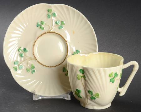 Harp Shamrock Flat Cup & Saucer Set