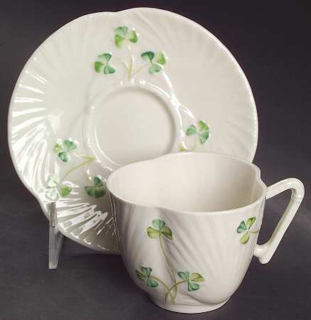 Harp Shamrock Flat Cup & Saucer Set