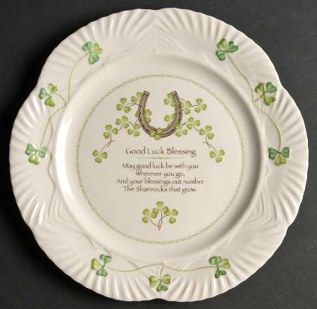 Harp Shamrock Good Luck Blessing Plate